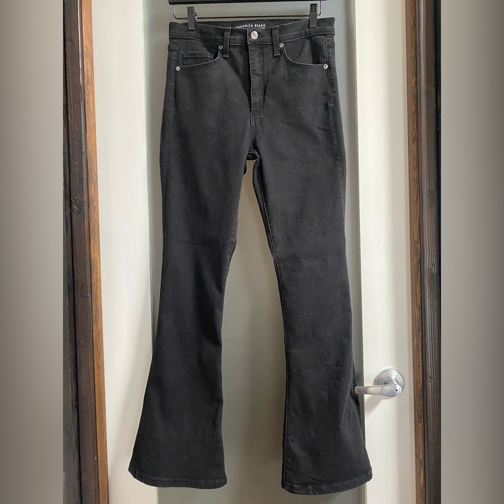 Veronica Beard Beverly Black Flare Jeans - Picture 2 of 16